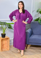 جلابة دو بياس فخمة بطرز وعقاد | تصميم عصري مخزني