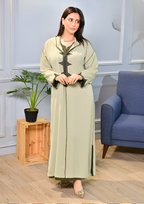 جلابة دو بياس فخمة بطرز وعقاد | تصميم عصري مخزني