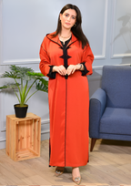 جلابة دو بياس فخمة بطرز وعقاد | تصميم عصري مخزني