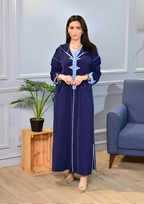 جلابة دو بياس فخمة بطرز وعقاد | تصميم عصري مخزني