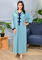 جلابة دو بياس فخمة بطرز وعقاد | تصميم عصري مخزني