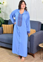 جلابة عصرية مطرزة للأناقات بثوب كريب روزا الجودة الاولى