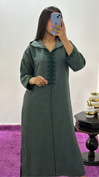 جلابة تويد فاخرة | طرزة يدويّة ولمسة مغربية أصيلة