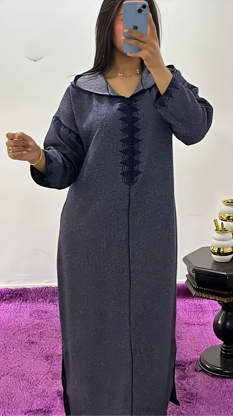 جلابة تويد فاخرة | طرزة يدويّة ولمسة مغربية أصيلة