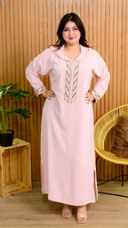 جلابة كريب بروميـان مطروزة خدمة معلم ✨ | جديد أميرة البلدي 🔥